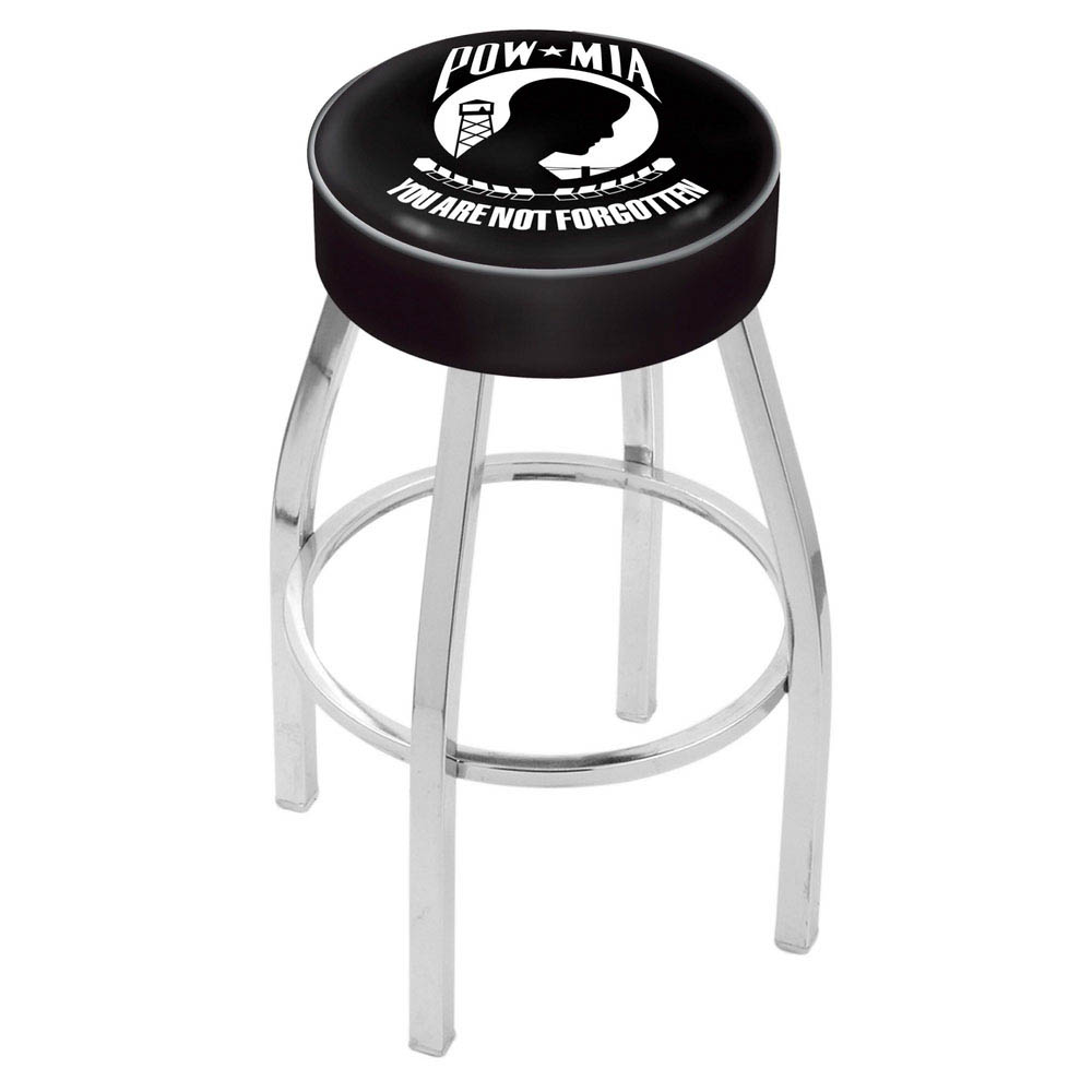 inch POW/MIA Logo Swivel Bar Stool w/ Chrome Base