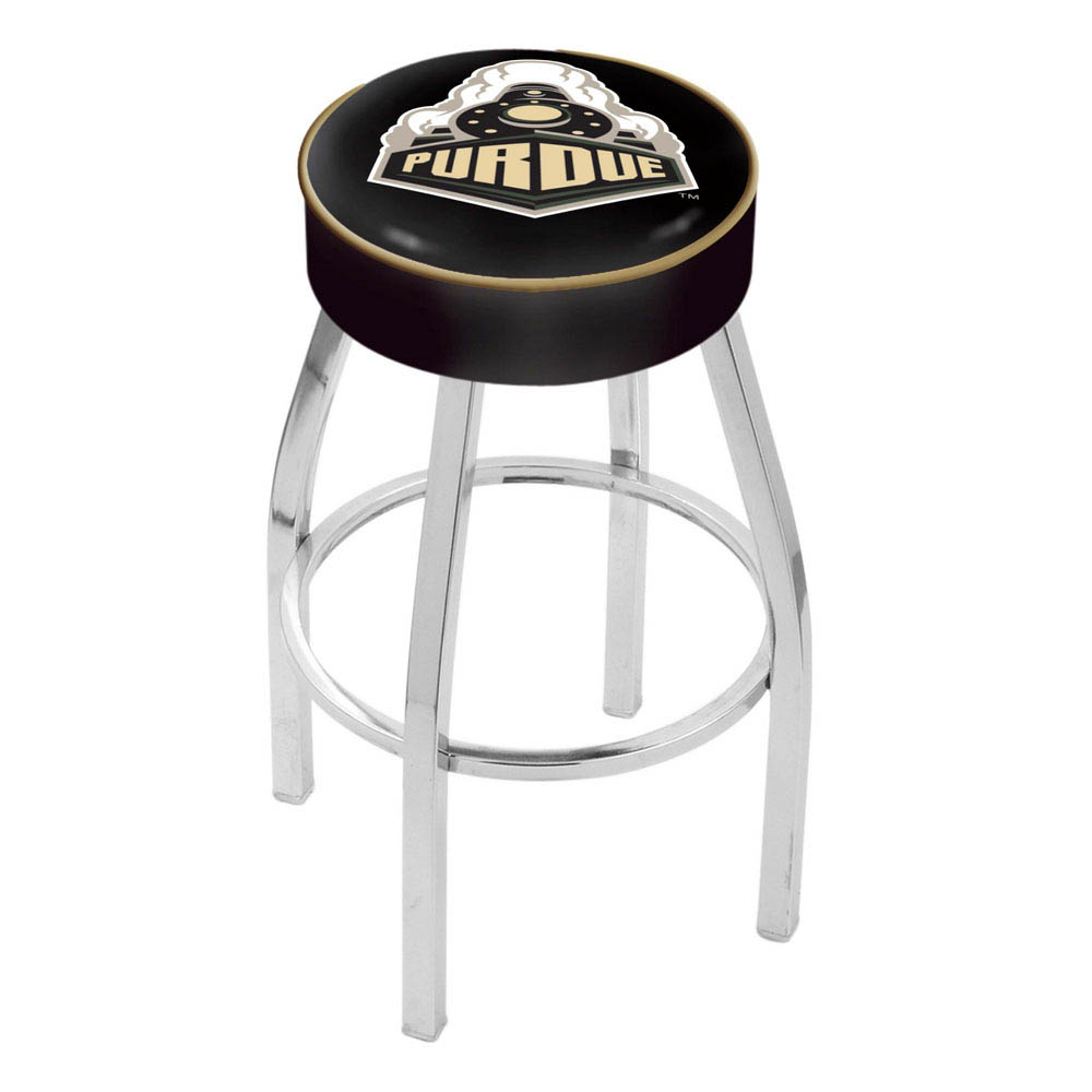 inch Purdue Logo Swivel Bar Stool w/ Chrome Base