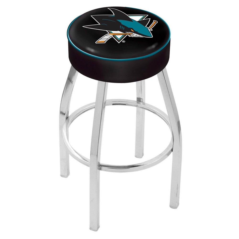 inch San Jose Sharks Logo Swivel Bar Stool w/ Chrome Base