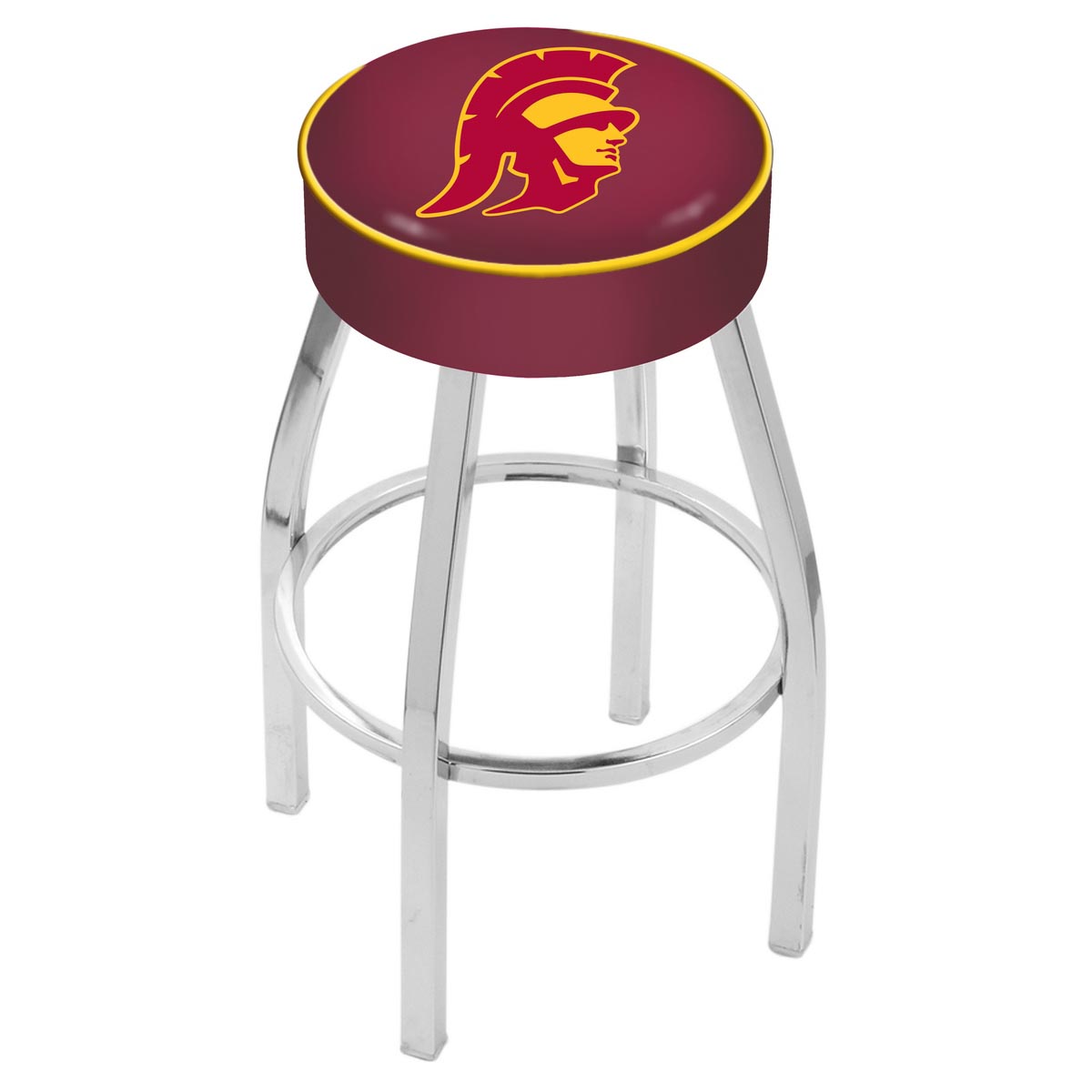 inch USC Trojans Logo Swivel Bar Stool w/ Chrome Base