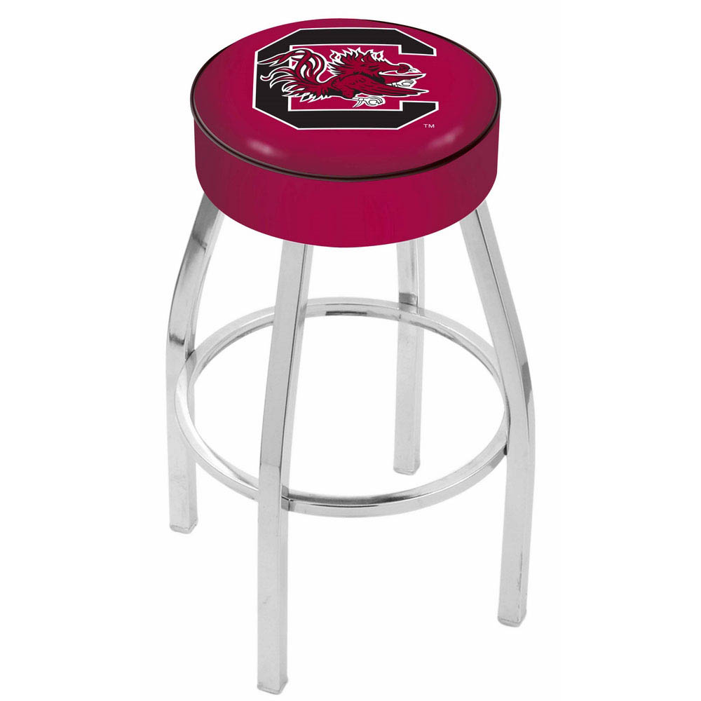 inch South Carolina Logo Swivel Bar Stool w/ Chrome Base