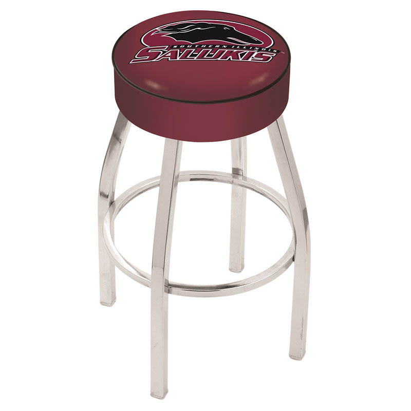 inch Southern Illinois Logo Swivel Bar Stool w/ Chrome Base