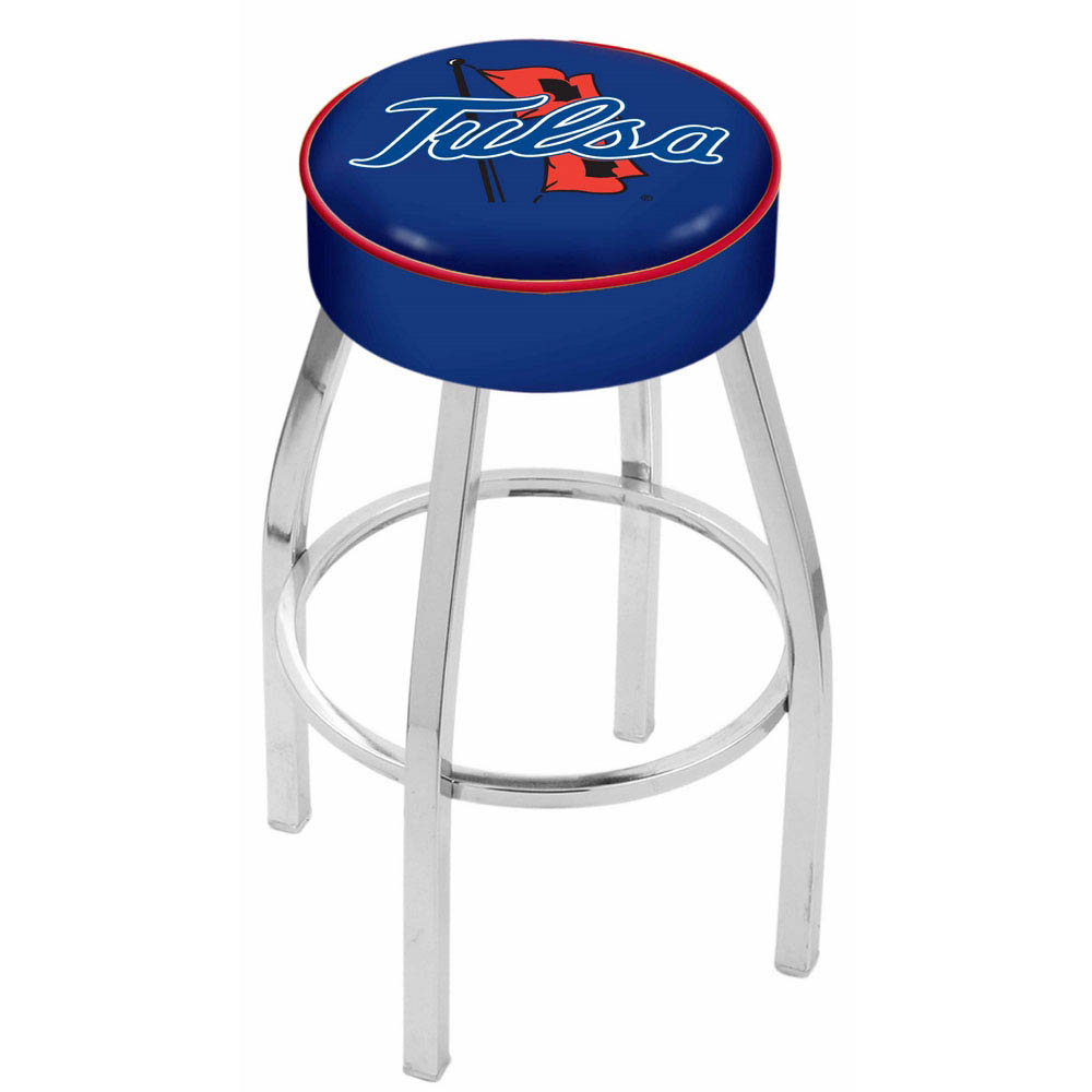 inch Tulsa Logo Swivel Bar Stool w/ Chrome Base