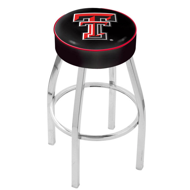 inch Texas Tech Logo Swivel Bar Stool w/ Chrome Base