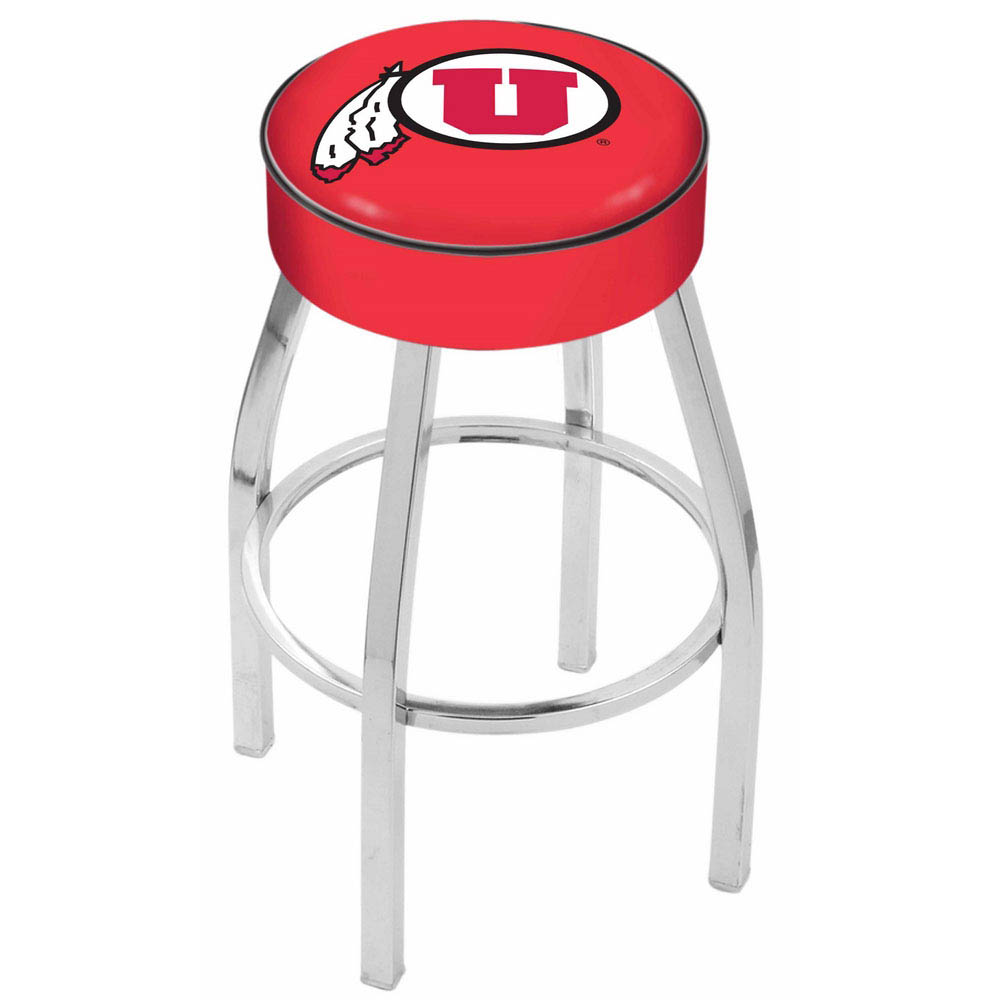 inch Utah Logo Swivel Bar Stool w/ Chrome Base
