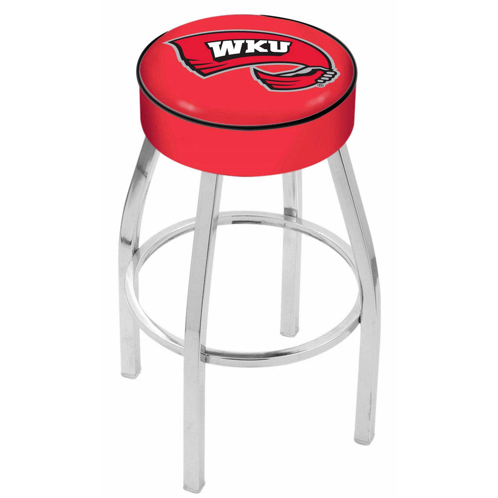 inch Western Kentucky Logo Swivel Bar Stool w/ Chrome Base