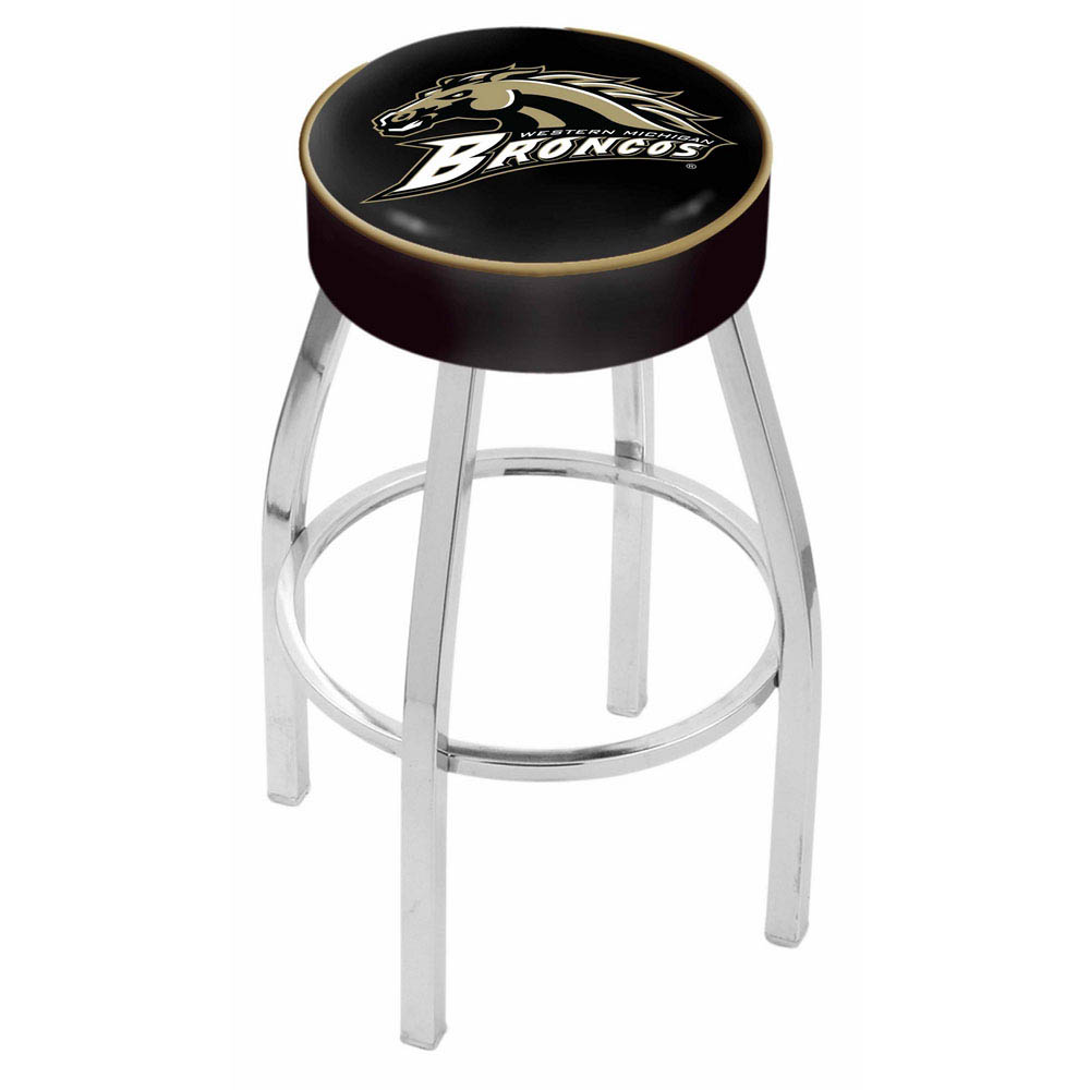 inch Western Michigan Logo Swivel Bar Stool w/ Chrome Base