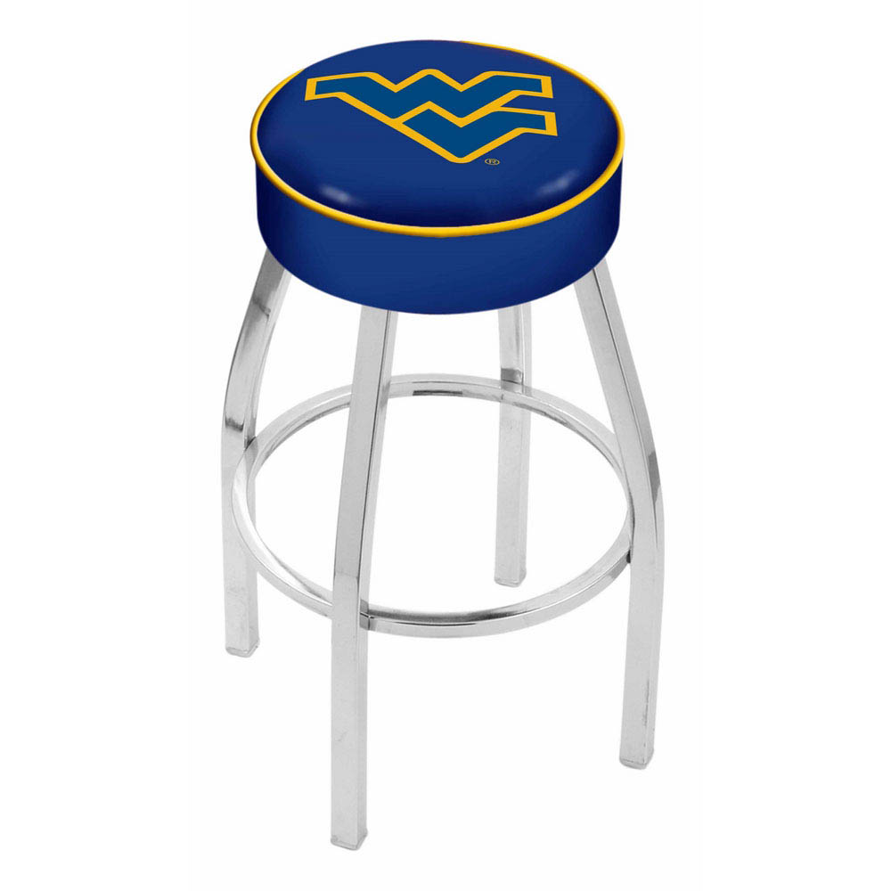 inch West Virginia Logo Swivel Bar Stool w/ Chrome Base