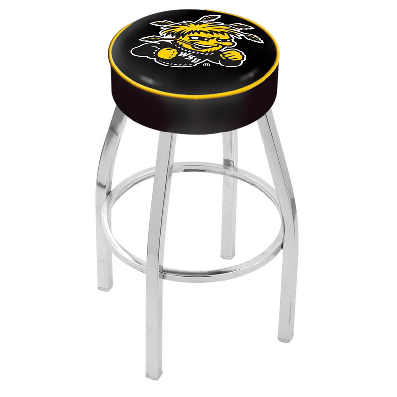 inch Wichita State Logo Swivel Bar Stool w/ Chrome Base