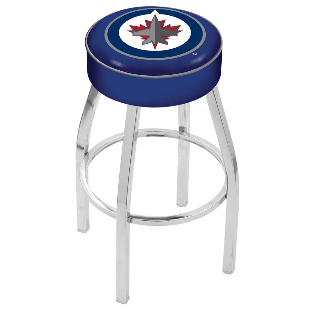 inch Winnipeg Jets Logo Swivel Bar Stool w/ Chrome Base