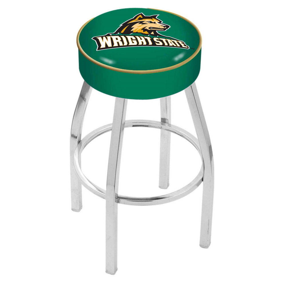 inch Wright State Logo Swivel Bar Stool w/ Chrome Base