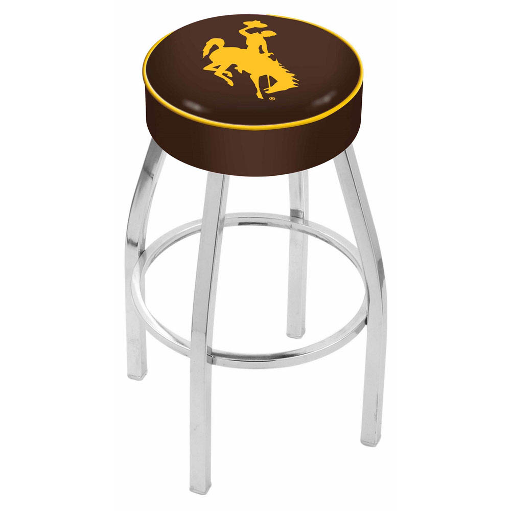 inch Wyoming Logo Swivel Bar Stool w/ Chrome Base