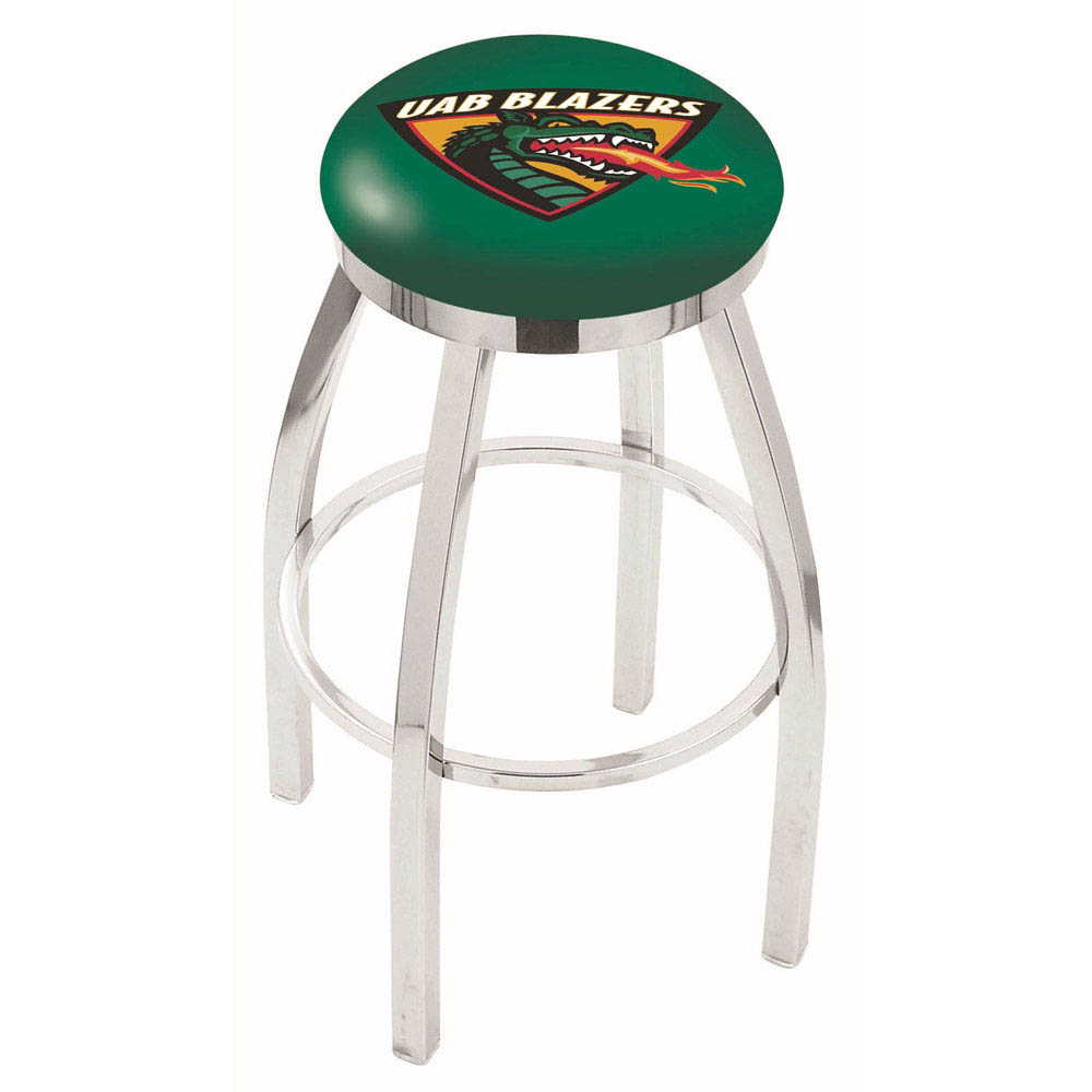 inch Chrome UAB Swivel Bar Stool w/ Accent Ring