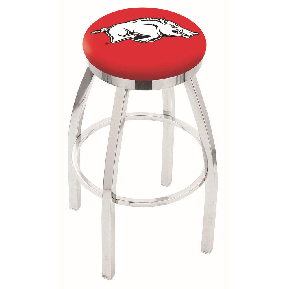 inch Chrome Arkansas Swivel Bar Stool w/ Accent Ring