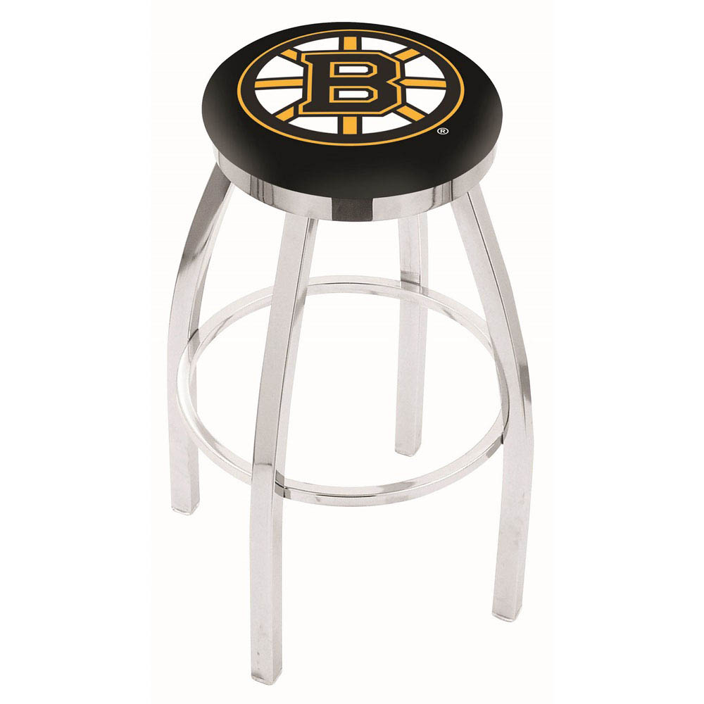 inch Chrome Boston Bruins Swivel Bar Stool w/ Accent Ring