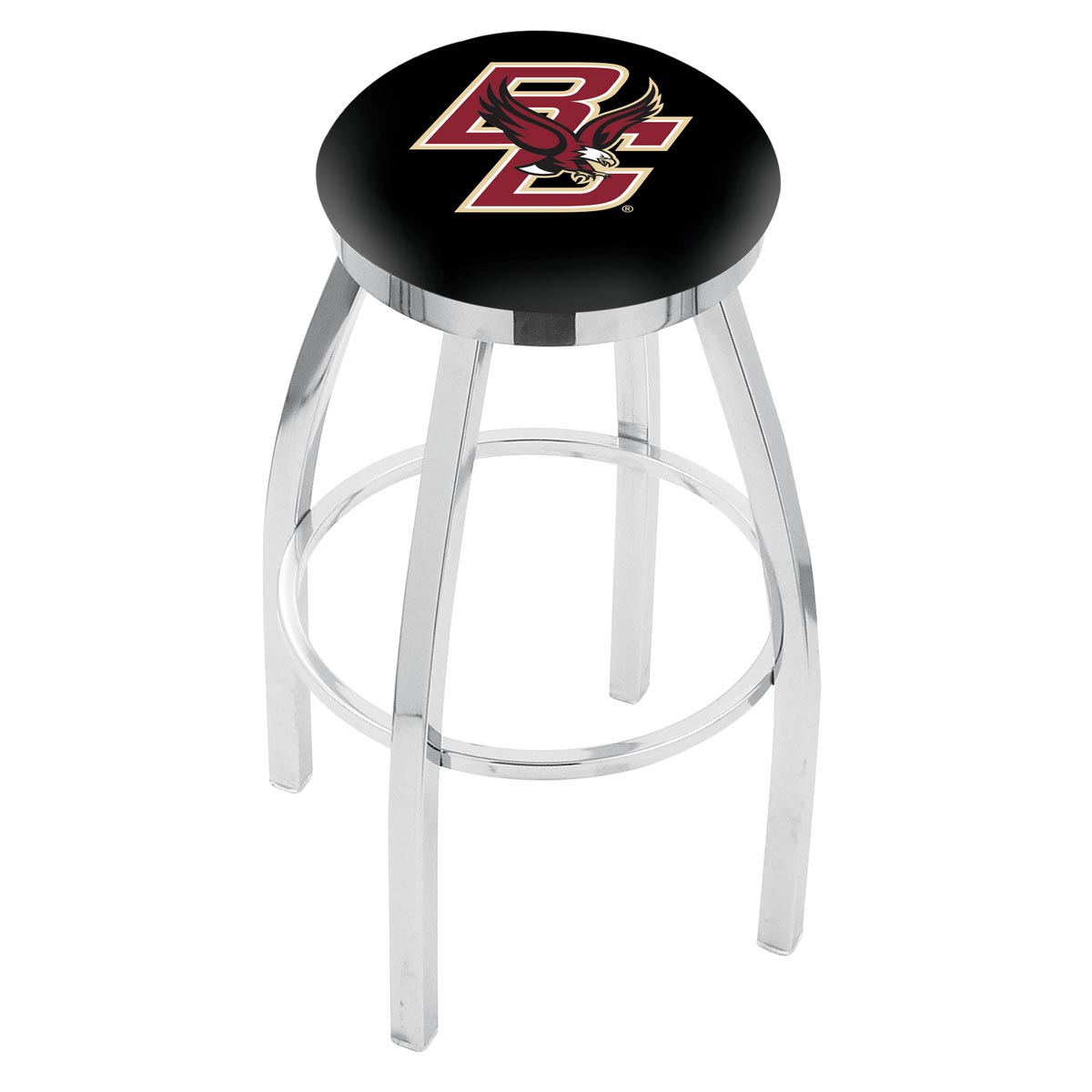 inch Chrome Boston College Swivel Bar Stool w/ Accent Ring
