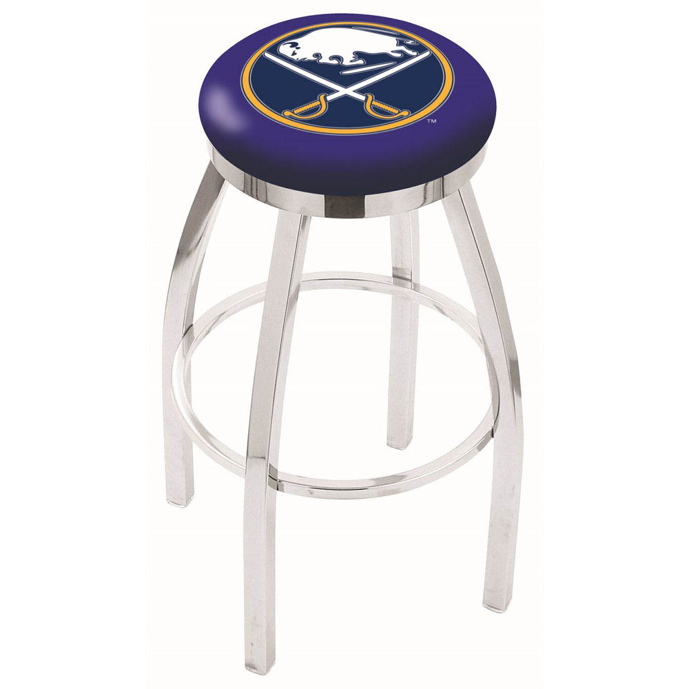 inch Chrome Buffalo Sabres Swivel Bar Stool w/ Accent Ring