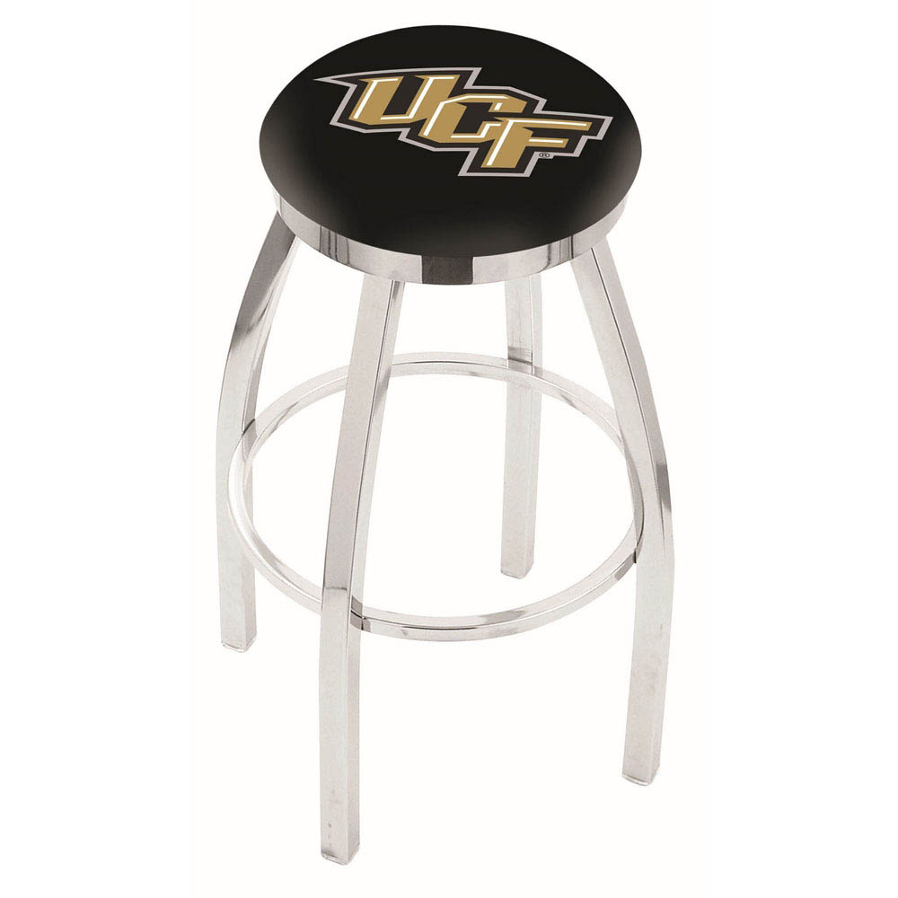 inch Chrome Central Florida Swivel Bar Stool w/ Accent Ring