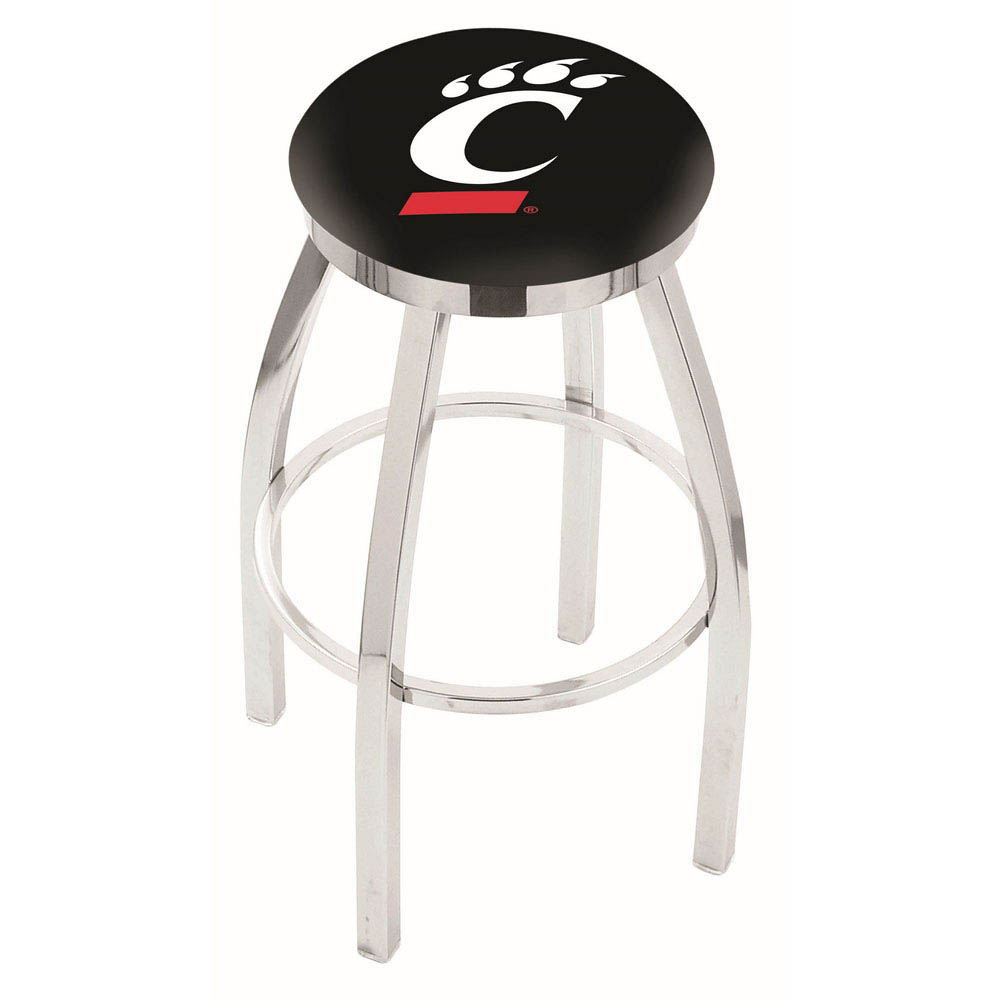 inch Chrome Cincinnati Swivel Bar Stool w/ Accent Ring