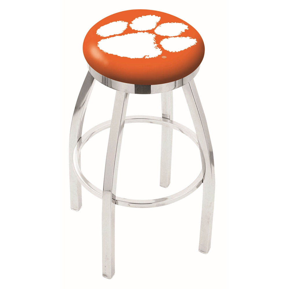 inch Chrome Clemson Swivel Bar Stool w/ Accent Ring