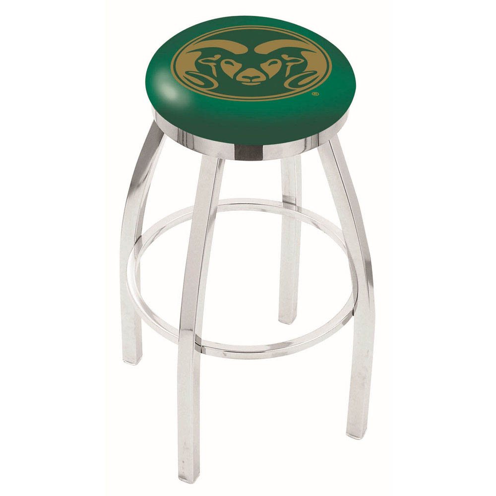 inch Chrome Colorado State Swivel Bar Stool w/ Accent Ring