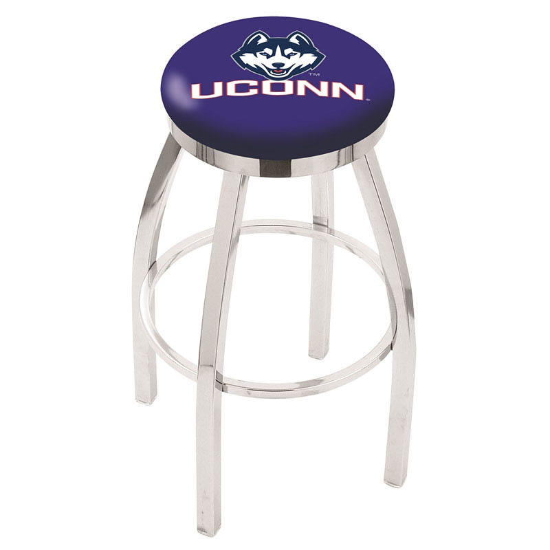 inch Chrome Connecticut Swivel Bar Stool w/ Accent Ring