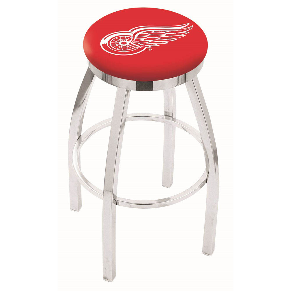 inch Chrome Detroit Red Wings Swivel Bar Stool w/ Accent Ring