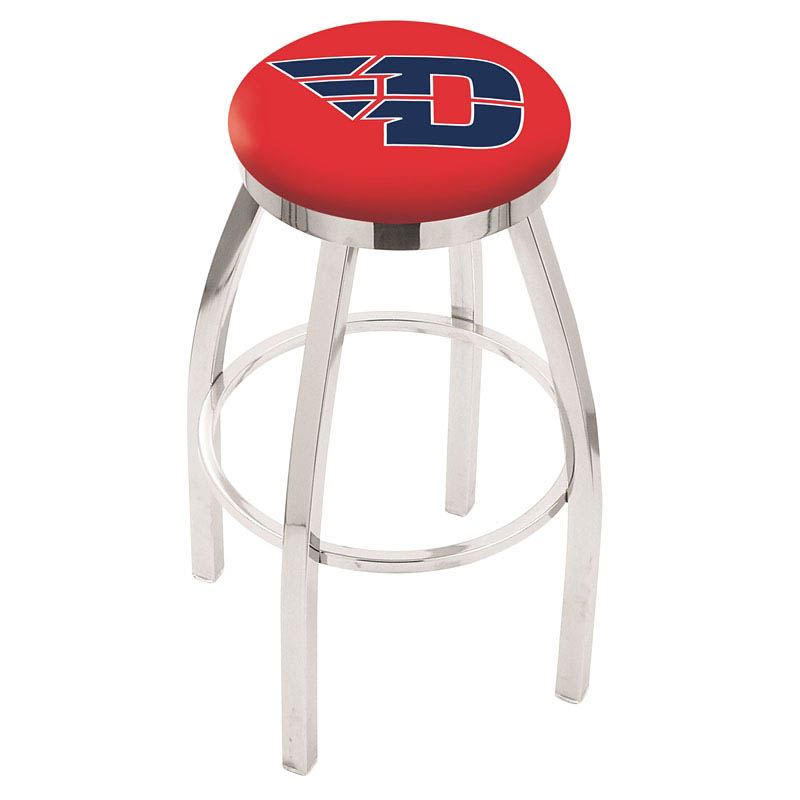 inch Chrome University of Dayton Swivel Bar Stool w/ Accent Ring