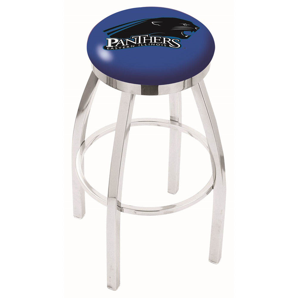 inch Chrome Eastern Illinois Swivel Bar Stool w/ Accent Ring