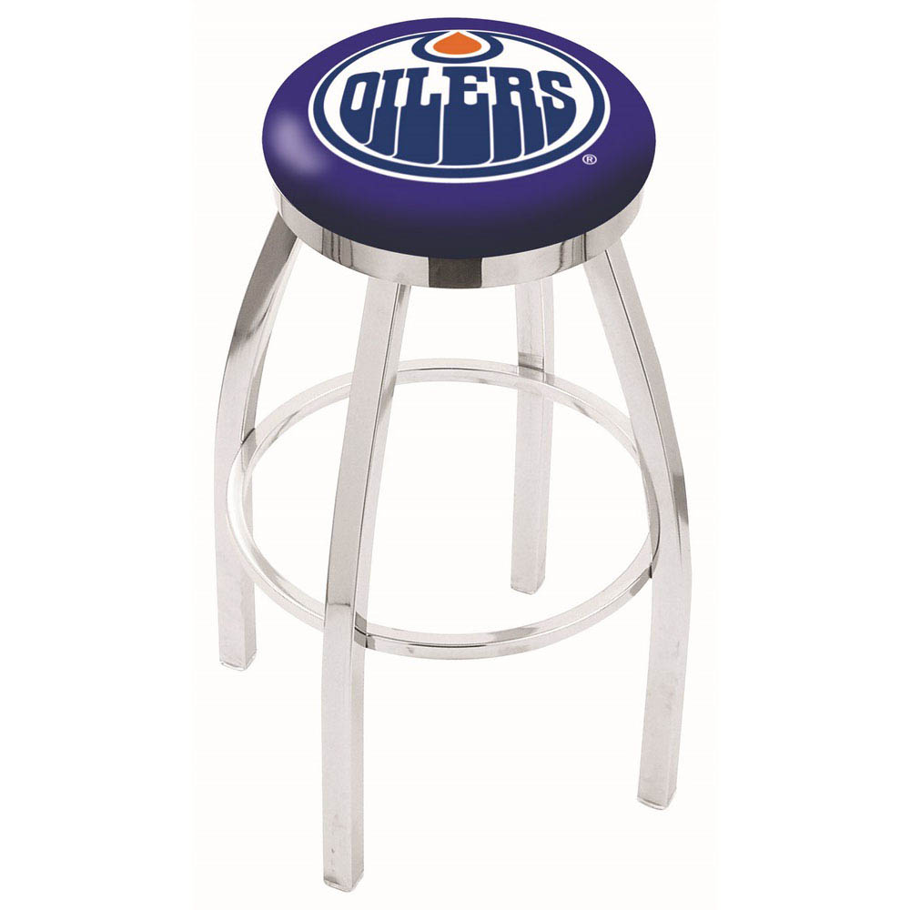 inch Chrome Edmonton Oilers Swivel Bar Stool w/ Accent Ring