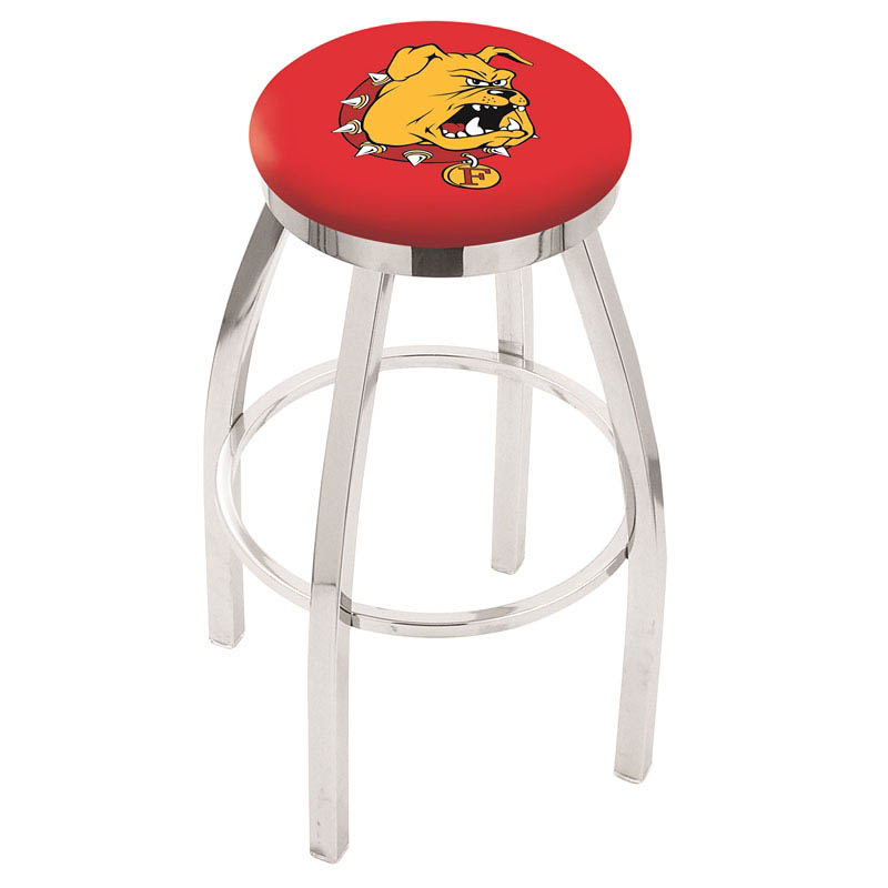 inch Chrome Ferris State Swivel Bar Stool w/ Accent Ring