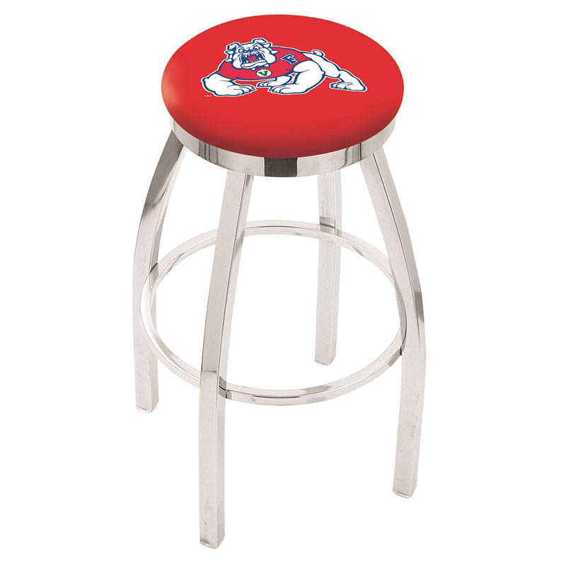 inch Chrome Fresno State Swivel Bar Stool w/ Accent Ring