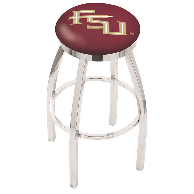 inch Chrome Florida State Swivel Bar Stool w/ Accent Ring