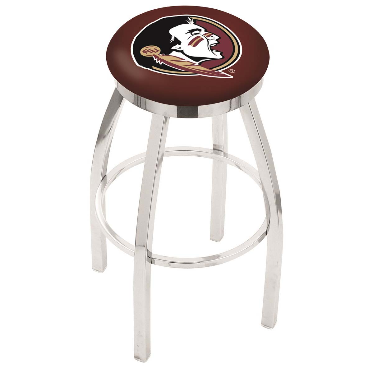 inch Chrome Florida State Head Swivel Bar Stool w/ Accent Ring