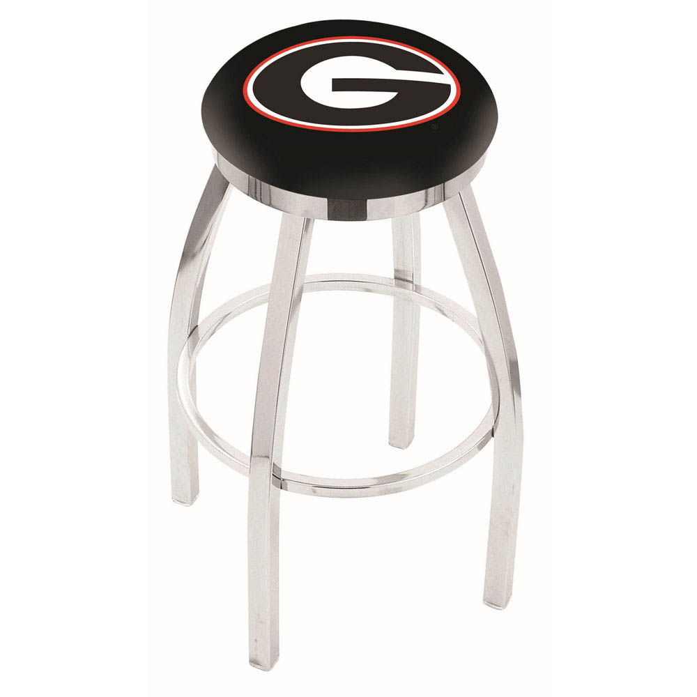inch Chrome Georgia (G) Swivel Bar Stool w/ Accent Ring