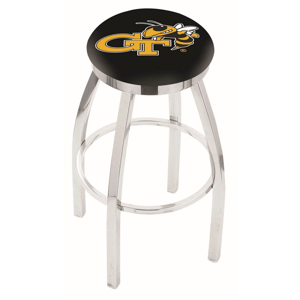 inch Chrome Georgia Tech Swivel Bar Stool w/ Accent Ring