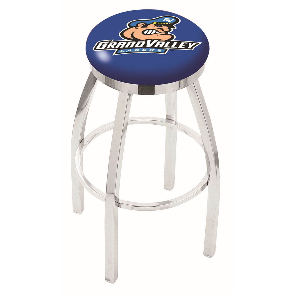inch Chrome Grand Valley State Swivel Bar Stool w/ Accent Ring