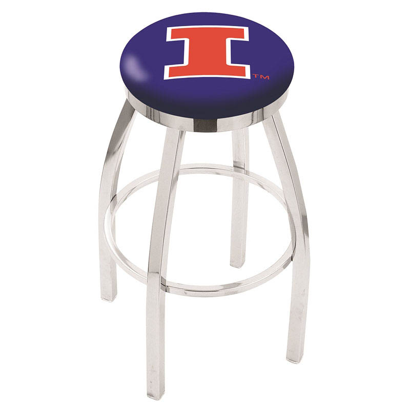 inch Chrome Illinois Swivel Bar Stool w/ Accent Ring