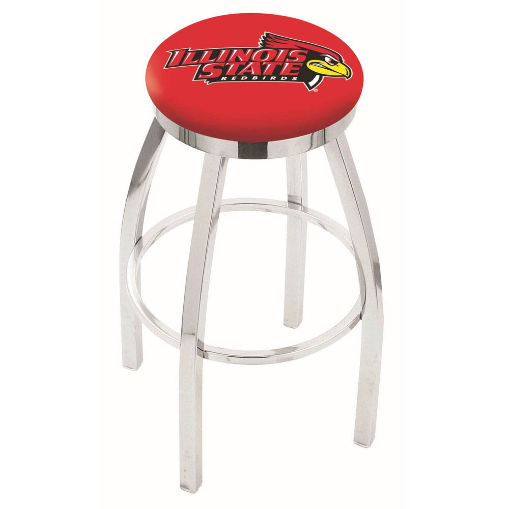 inch Chrome Illinois State Swivel Bar Stool w/ Accent Ring