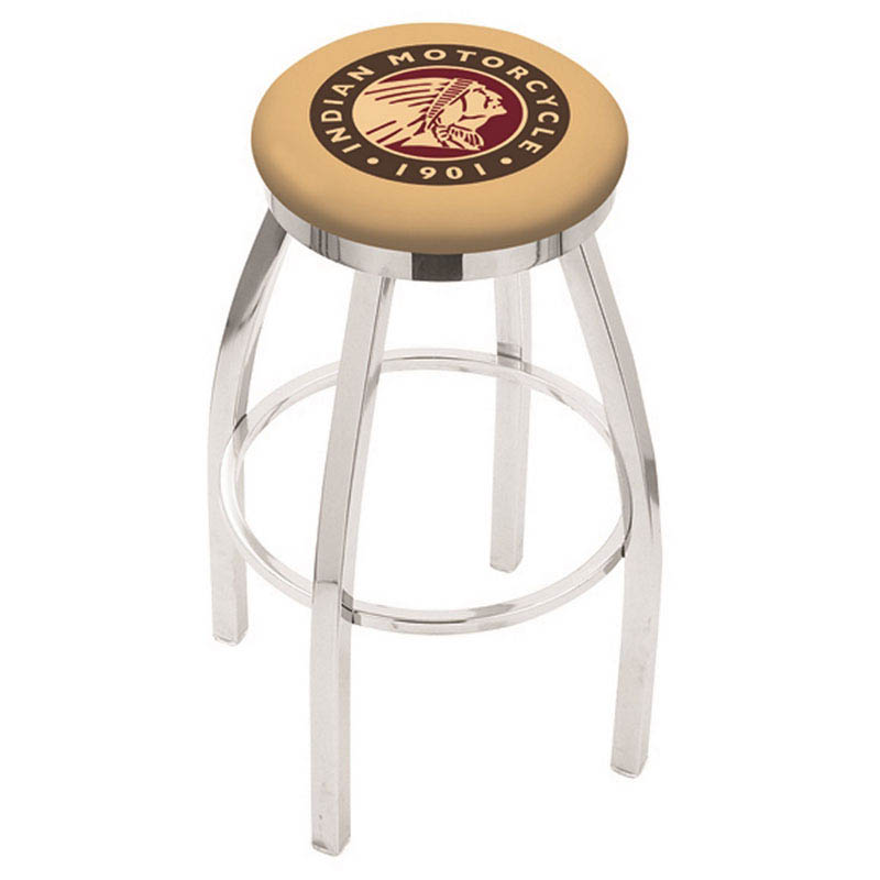 25 inch Chrome Indian Motorcycle Swivel Bar Stool w/ Accent Ring