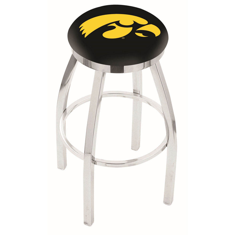 inch Chrome Iowa Swivel Bar Stool w/ Accent Ring