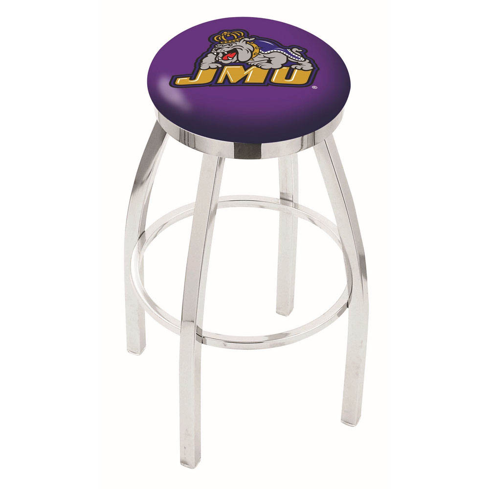 inch Chrome James Madison Swivel Bar Stool w/ Accent Ring