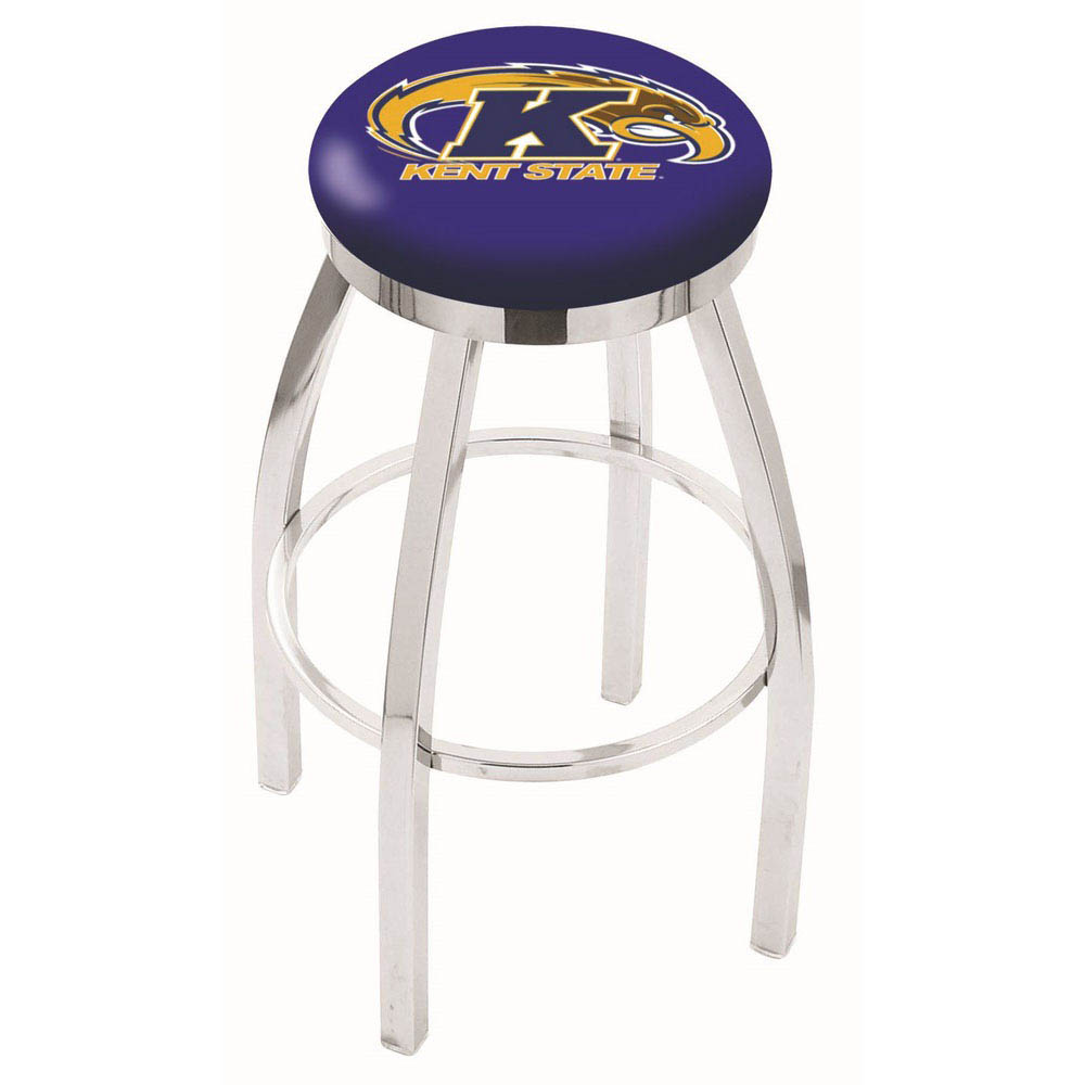 inch Chrome Kent State Swivel Bar Stool w/ Accent Ring