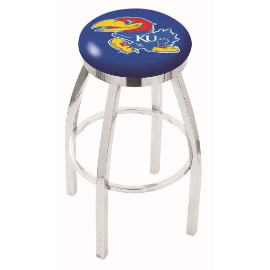 30 inch Chrome Kansas Swivel Counter Stool w/ Accent Ring
