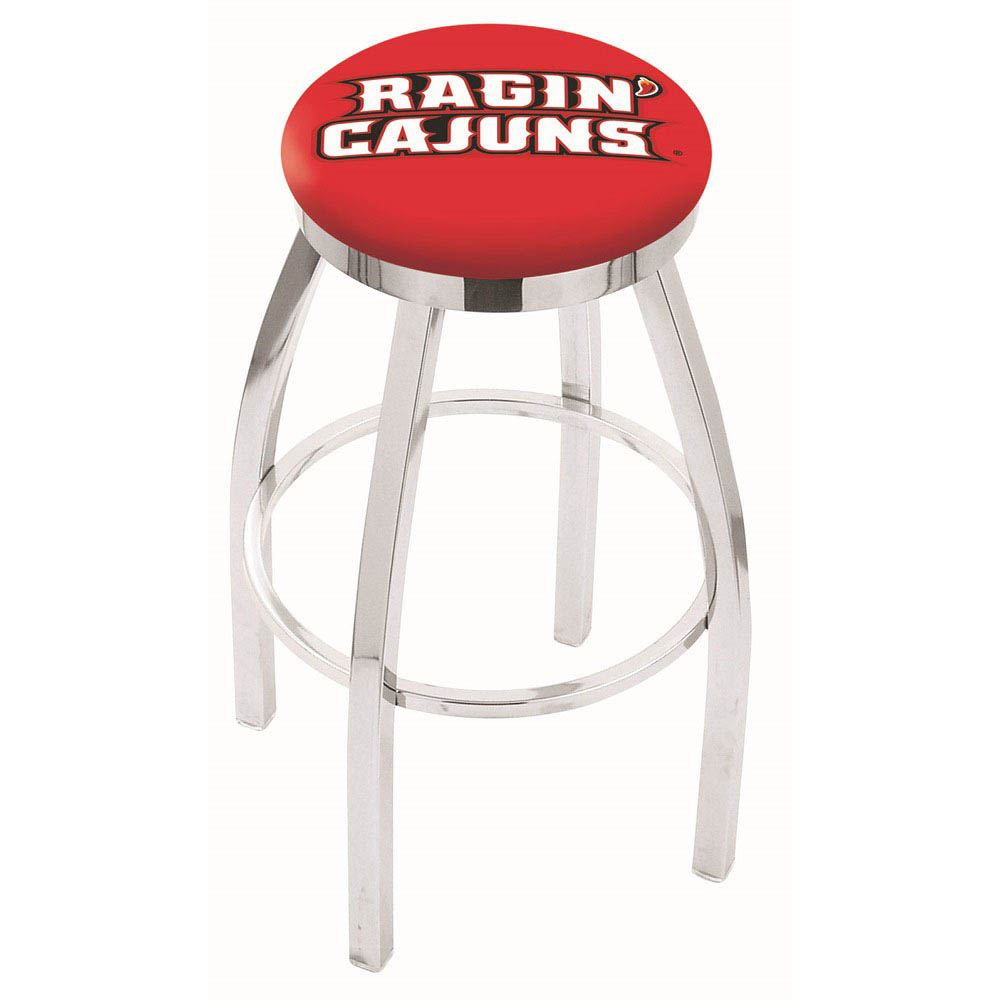 inch Chrome Louisiana-Lafayette Swivel Bar Stool w/ Accent Ring