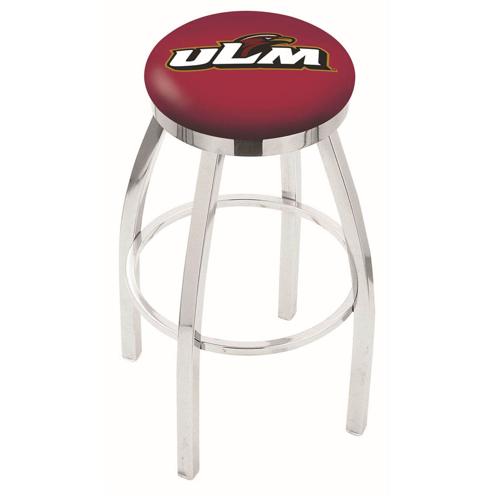 inch Chrome Louisiana-Monroe Swivel Bar Stool w/ Accent Ring