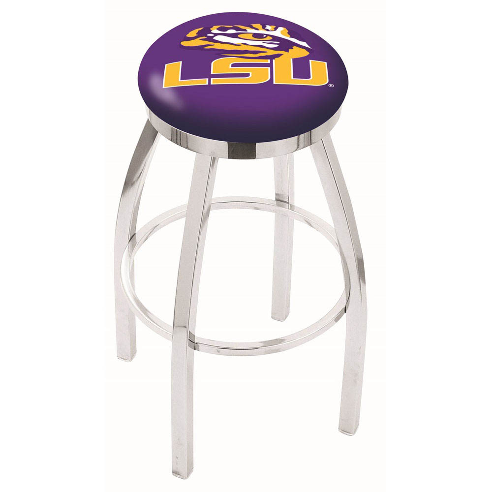 inch Chrome Louisiana State Swivel Bar Stool w/ Accent Ring