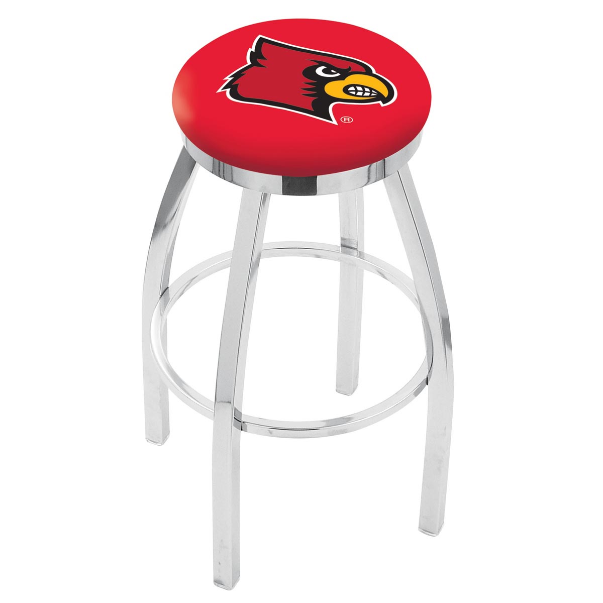 inch Chrome Louisville Swivel Bar Stool w/ Accent Ring