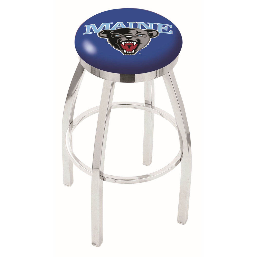 inch Chrome Maine Swivel Bar Stool w/ Accent Ring