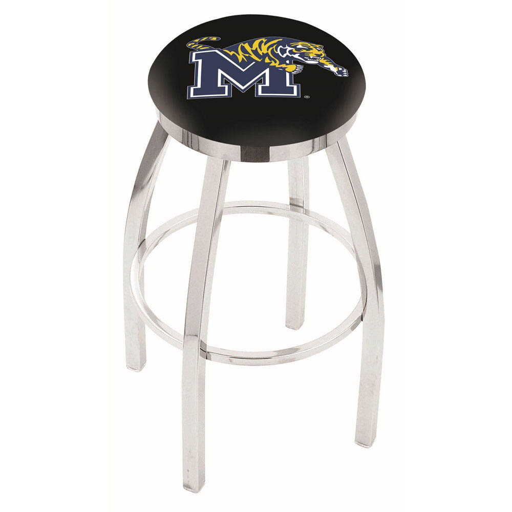 inch Chrome Memphis Swivel Bar Stool w/ Accent Ring